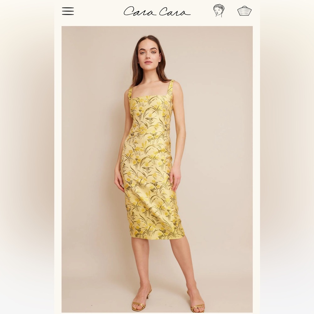 NWT Cara Cara Carlie Dress Size 2 Lemon Zest Jacquard